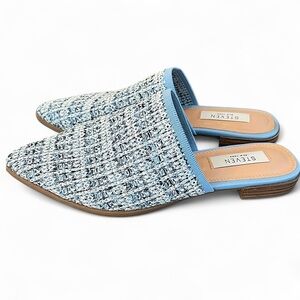 Steven New York Tweed Valera Slip On Mule Pointy Toe Women’s 6.5 Blue